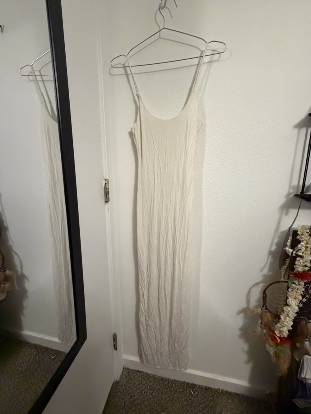 Women's Cream Slip Maxi Dress - Classic Minimalist Style